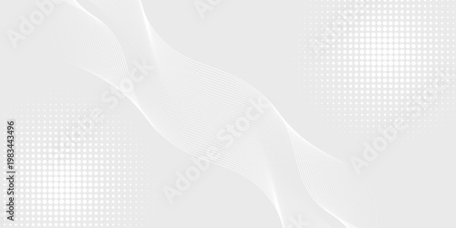 Futuristic gray white abstract background. shining wave lines pattern for banner, wallpaper, cover. Vector illustration