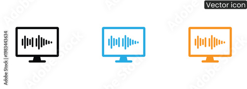 Vector sound wave icons on white background for audio music and voice recognition concepts