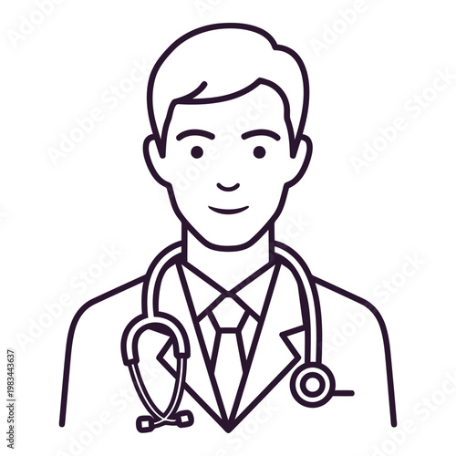 A professional medical doctor illustration with a stethoscope, representing healthcare and medical expertise, suitable for health-related content