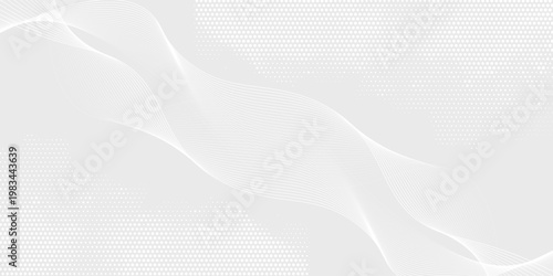 Futuristic gray white abstract background. shining wave lines pattern for banner, wallpaper, cover. Vector illustration