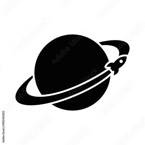 Rocket Orbiting Planet Icon