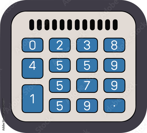 Flat minimalist illustration of a digital security number pad for access control, banking, and authentication concepts.