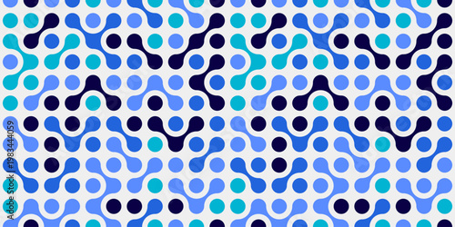 Meta Balls Connected Dot Background. Liquid Connected Circle Dots Seamless Pattern.