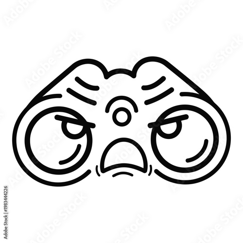 Binoculars with angry face, an illustration representing surveillance or a frustrated observer