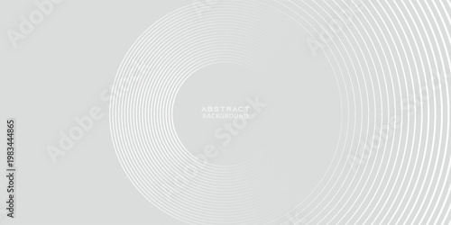 Futuristic white abstract background. Glowing circle lines design. Swirl circular lines element. Future technology concept. Horizontal banner template.