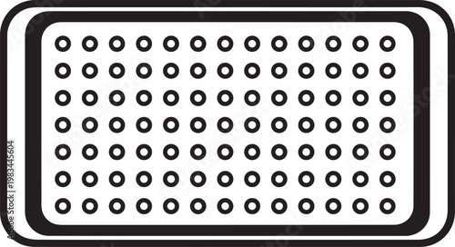 Premium Flat Black & White Vector Cookie Tray Icon with Perforated Surface for Baking Recipes, Food Blogging, Restaurant Menus, Dessert Packaging, E-Commerce Product Icons, UI Design, App