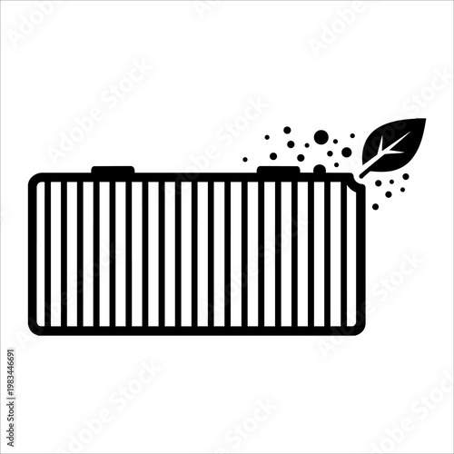 Thick Outline Dirty Cabin Air Filter with Mounting Tabs Vector Icon 