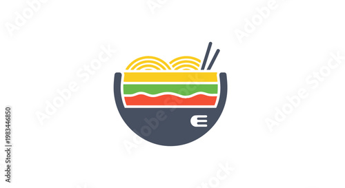 Colorful illustration of a noodle bowl.