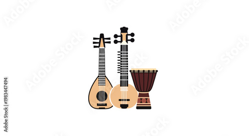 Traditional musical instruments on display.