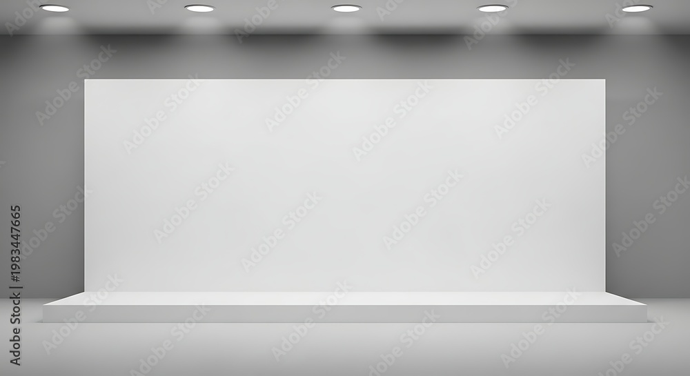 Obraz premium Blank white backdrop stage for presentations and events in a studio setting.