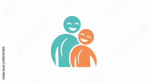 Two happy people standing together smiling.