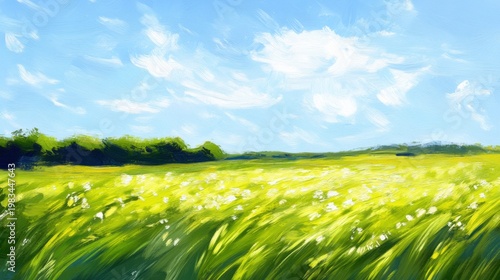 Stylized Art of a Golden Cornfield Under a Dynamic Sky