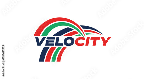 Velocity Logo Design with Red Green Blue.