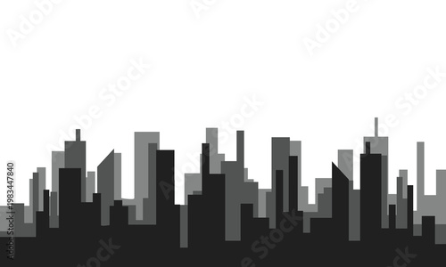 Silhouette of the cartoon city on shadow background. Urban vector symbol . Vector Illustration .EPS 10 .