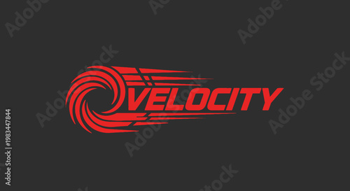 Velocity Logo Design with Red Swirl.
