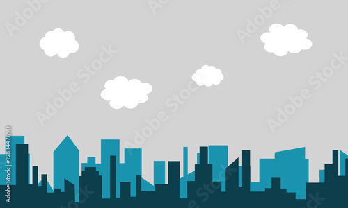 Silhouette of the cartoon city on shadow background. Urban vector symbol . Vector Illustration .EPS 10 .
