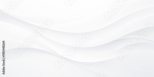Minimalist abstract white and gray wave background with smooth layered 3D paper texture, soft shadows, flowing curves, subtle gradients, and a clean elegant modern backdrop aesthetic.