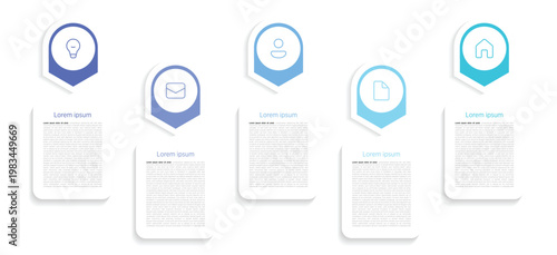 Modern infographic template featuring 5 distinct shaped elements arranged in a clean, sequential design.