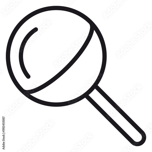 Tablou pe pânză Minimalist black line vector icon of a round lollipop on a stick, isolated on a white background