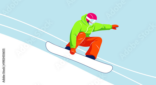 A professional snowboarder performing an extreme jump in the cold mountain air as a skier navigates the snowy slope and another rides the lift during a winter sports competition