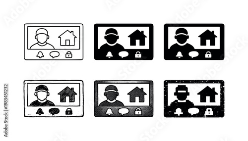 Display screen of a video intercom showing visitor or status information