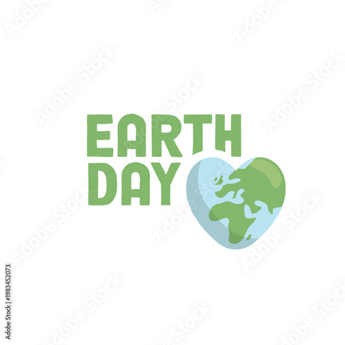 Earth day banner with heart shaped planet earth