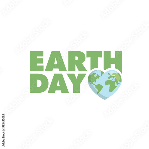 Earth day banner with heart shaped planet earth
