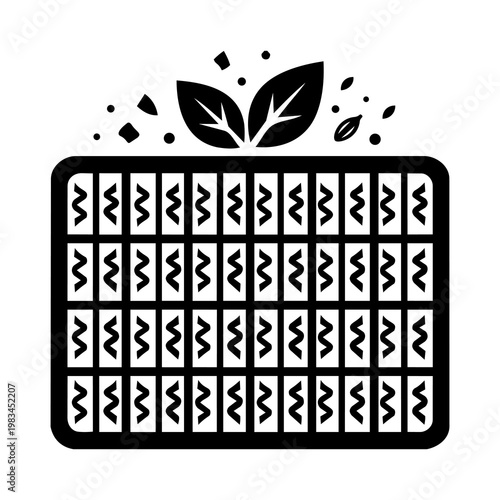 Black Silhouette Dirty Premium Cabin Air Filter with Mesh Grid Vector Icon 