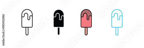 Ice Cream Popsicle Icon for Summer Dessert, Sweet Snack, Frozen Treat, and Food Refreshment Symbol. Symbol Vector Illustration.