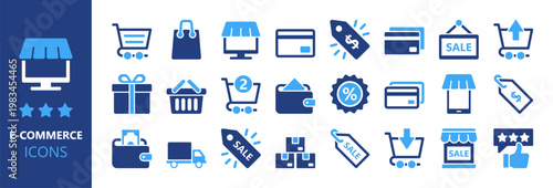 Ecommerce icons. E-commerce & Shopping solid icon set.
