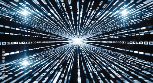 Abstract digital binary code data stream tunnel perspective with technology abstract perspective information internet communication computer background electronics intelligence computing