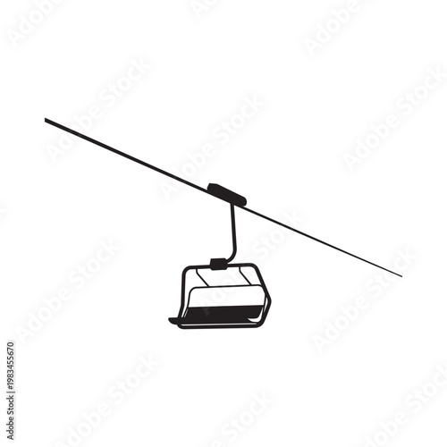 Minimalist depiction of a single ski lift chair suspended on a cable