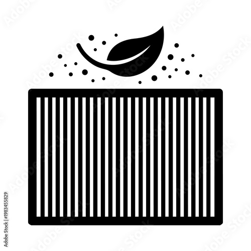 Thick Outline Dirty Cabin Air Filter with Leaf Vector Icon  