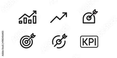 A set of icons related to business targets and kpi
