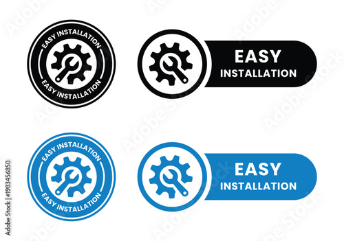 Easy Installation Badge, Simple Setup Label, Quick Install Icon, User Friendly Assembly Symbol, DIY Friendly Product Sticker, Tool Free Installation Sign