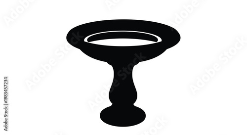 Black silhouette of a decorative bowl on a pedestal silhouette