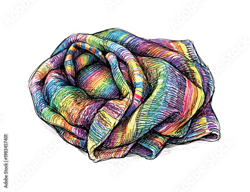 Soft baby blanket with gentle folds and plush texture forming cozy sleep accessory for infants in expressive vibrant multicolor