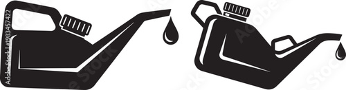 Two oil cans with dripping oil icons oil can black and white gas station graphic resource container lubricant dripping illustration silhouette automotive maintenance mechanical industry