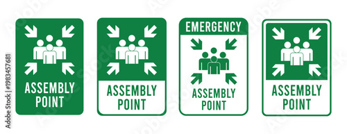 Emergency assembly point sign. Assembly point sign symbol vector illustration isolated on white background.