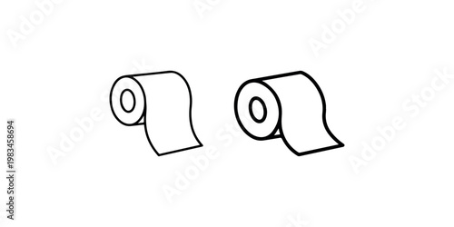 Toilet paper roll icon set for bathroom hygiene and sanitation isolated on white background thin line vector illustration of tissue paper for daily use