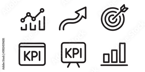 A set of business performance and target icons