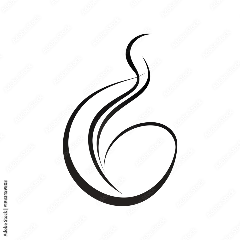 Fototapeta premium Abstract wave logo element design with elegant black flowing lines on transparent grid background