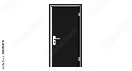 A simple black door with a silver handle and frame.