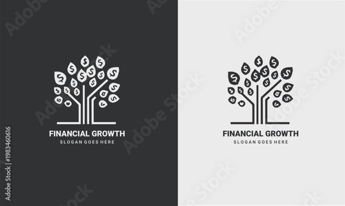 Financial growth concept with a tree and dollar sign leaves