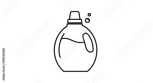Minimalist line art icon of a rounded bottle with a handle, cap, and bubbles