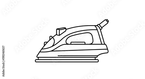 Simple line drawing of a steam iron with a handle and power cord connector