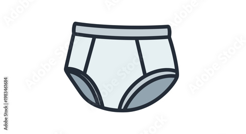 A simple, stylized illustration of light blue briefs with a grey waistband