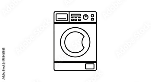 Simple line drawing of a front-loading washing machine