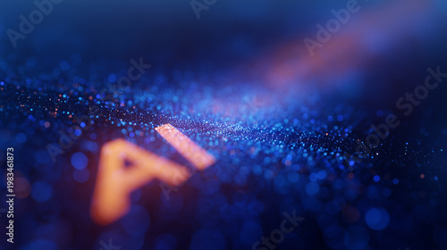 Digital glow of blue particles forms an abstract data mesh, suggesting motion and light in a futuristic scene, with soft bokeh enhancing depth and tech modern aesthetics.