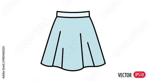 Light blue pleated skirt with black outline